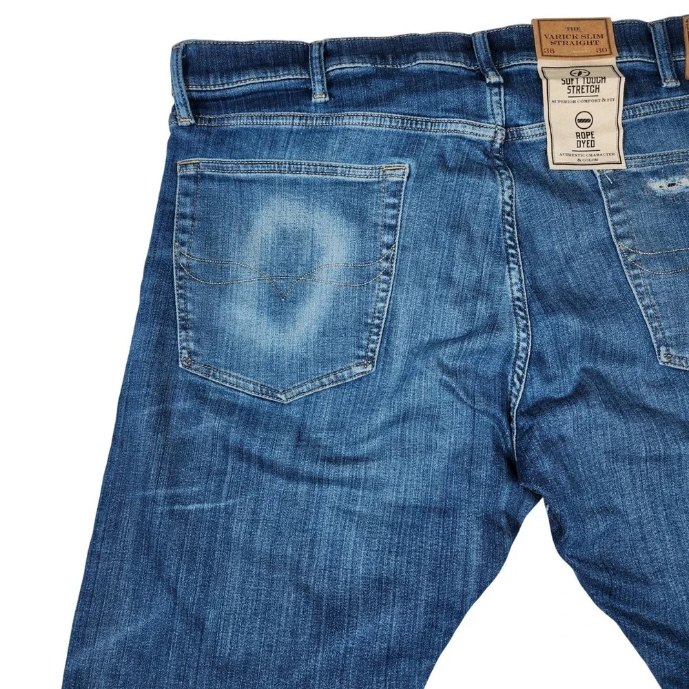 NWT Polo Ralph Lauren Varick‎ Slim Straight Jeans 38/30 Fit 40/30 Rope Dyed Blue